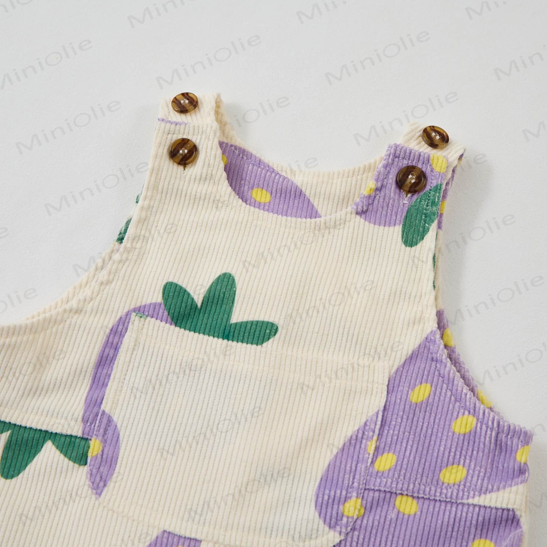 Baby Toddler Purple Strawberry Beige Corduroy Overalls  - image 2