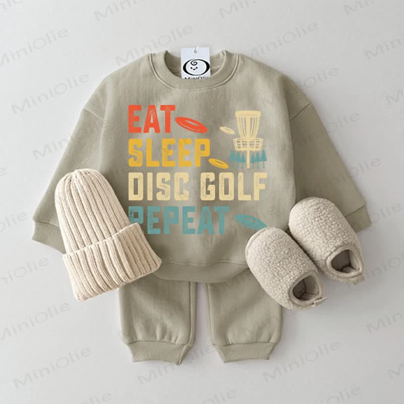 EAT SLEEP DISC GOLF REPEAT Baby Grey Green 2-piece Set - Grey Green - 2-3T - image 1