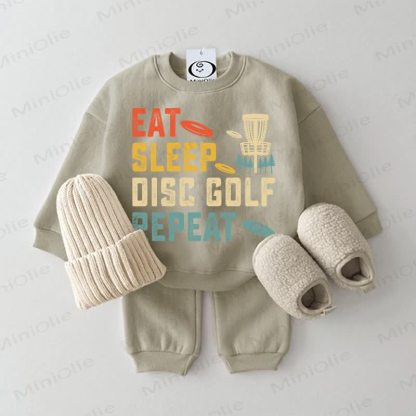 EAT SLEEP DISC GOLF REPEAT Baby Grey Green 2-piece Set - Grey Green - 2-3T - image 1