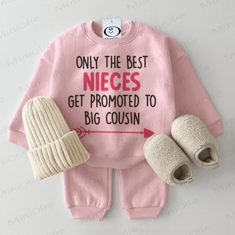 ONLY THE BEST NIECES GET PROMOTED TO BIG COUSIN Baby Sweatshirt 2-piece Pink Set - Pink - 2-3T - image 1