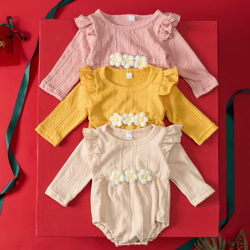 Baby Flower Bodysuit Headband Socks - image 1