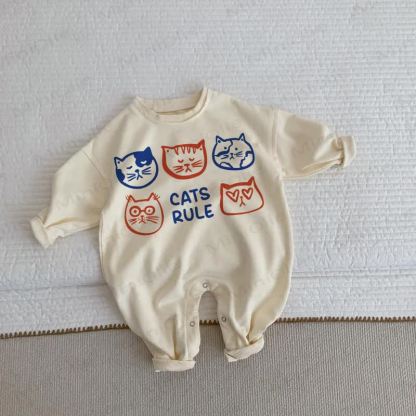 CATS RULE Baby Toddler Beige Love Romper - Beige - 2-3T - image 1