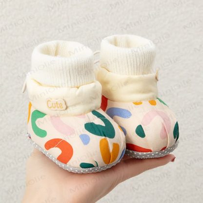 Baby Fleece Lined Quilted Sock Shoes - Rainbow - 8-12M - image 1