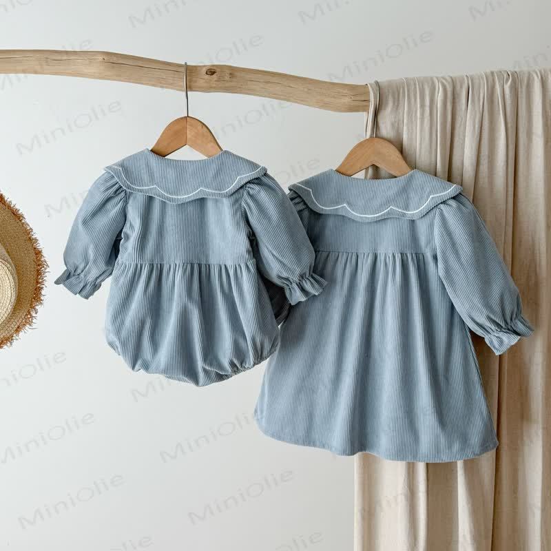 Baby Toddler Girl Lapel Flower Cord Dress/ Bodysuit - image 3