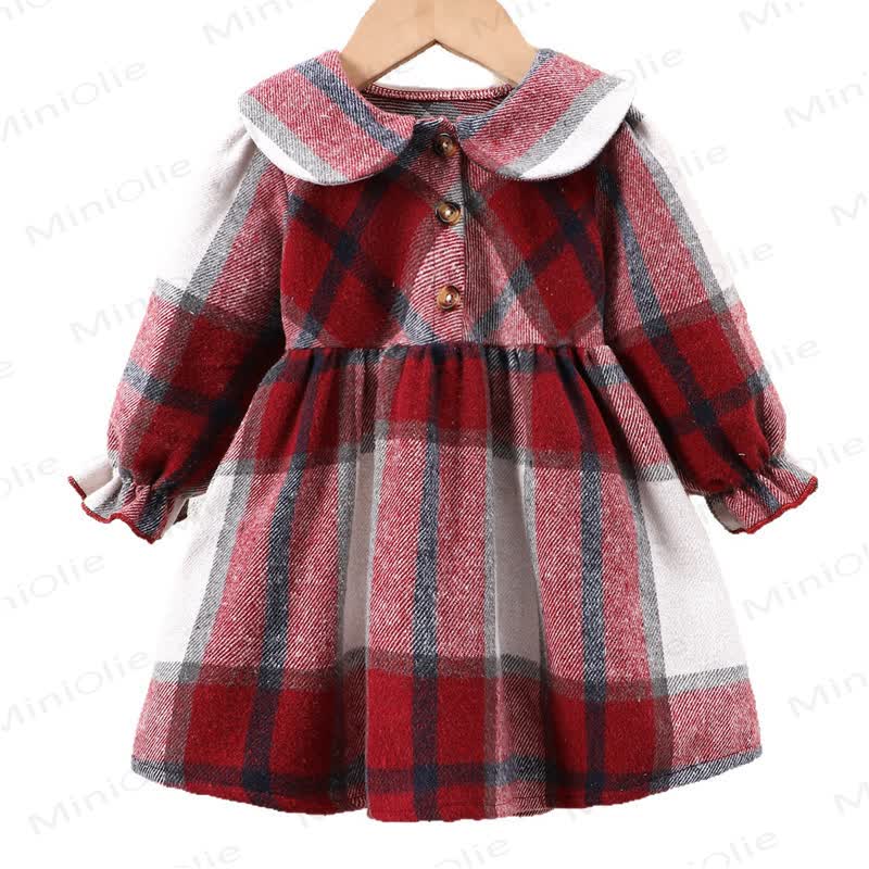 Baby Toddler Girl Plaid Baby Collar Dress - image 3