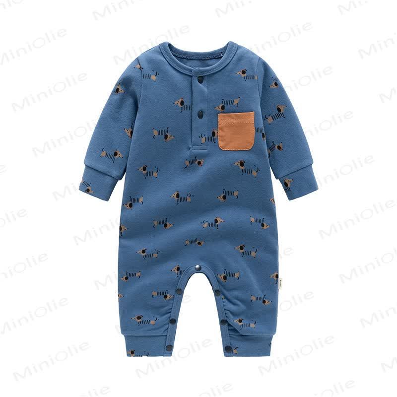 Baby Cartoon Dachshund Print Romper - Blue - 18-24M - image 3