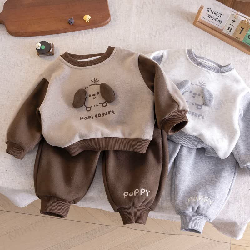 Hapi Yogurl Puppy Baby Toddler Boy Color Block Fleece Lined 2-piece Set - image 2
