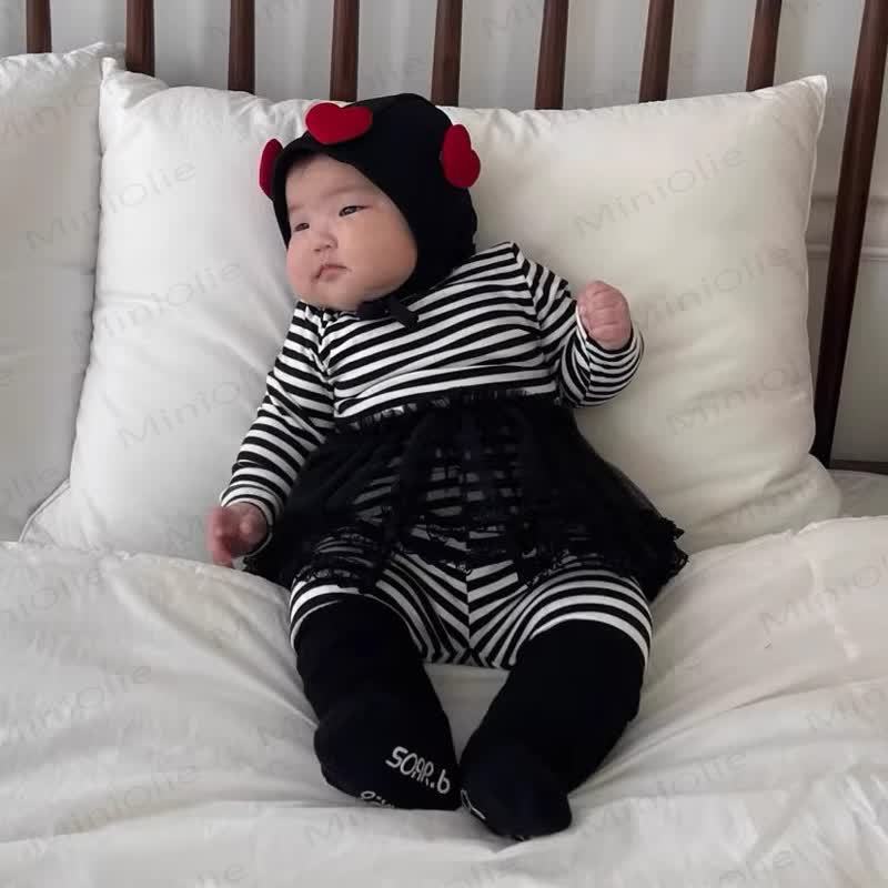 Baby Love/Stripe/Dot 2-piece Set - Black Stripe - 18-24M - image 2