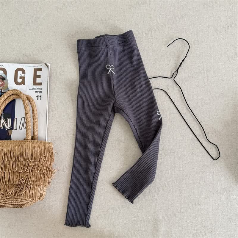 Baby Toddler Girl Bow Leggings - Dark Grey - 8Y - image 2