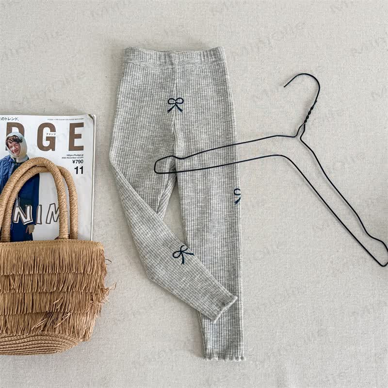 Baby Toddler Girl Bow Leggings - Light Grey - 8Y - image 4