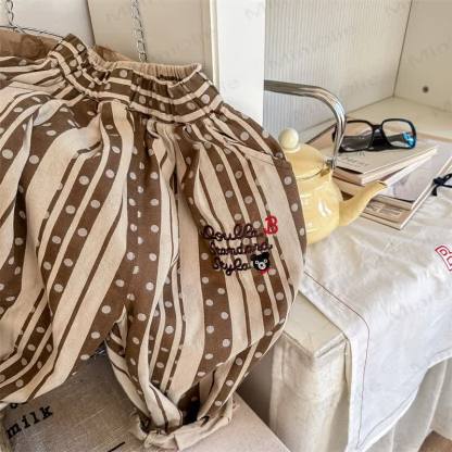 Baby Toddler Embroidered Bear Pants - Coffee - 8Y - image 5