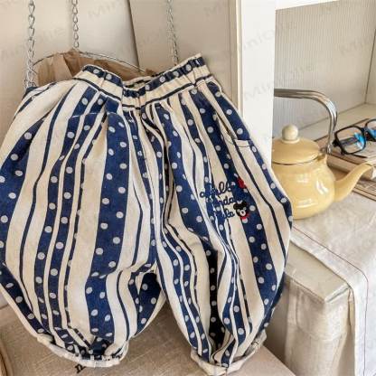 Baby Toddler Embroidered Bear Pants - Blue - 8Y - image 2