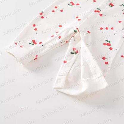 Baby Cherry Print Newborn Pajamas Romper - image 4