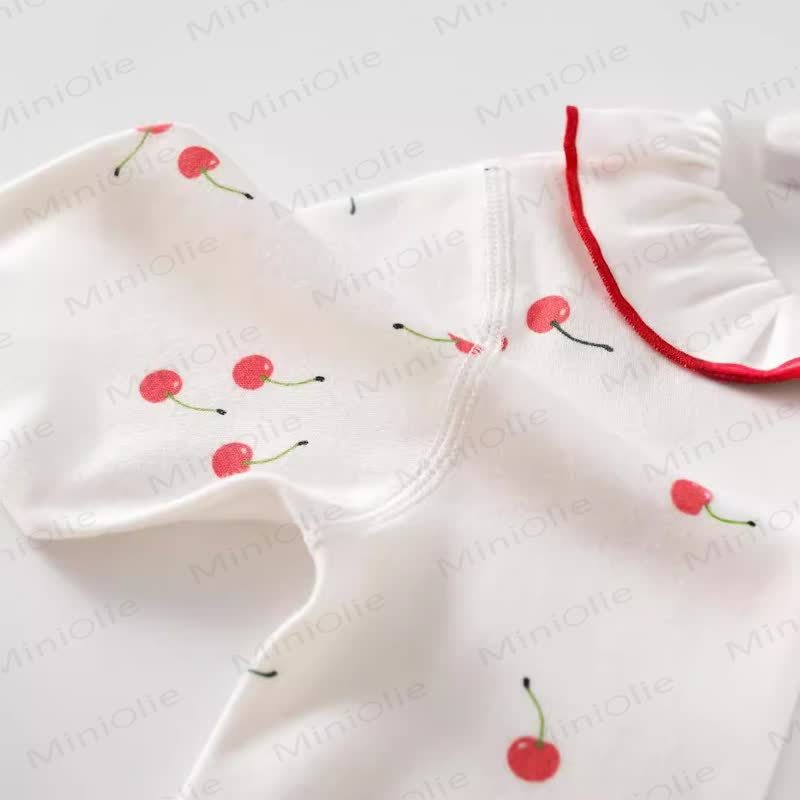 Baby Cherry Print Newborn Pajamas Romper - image 3