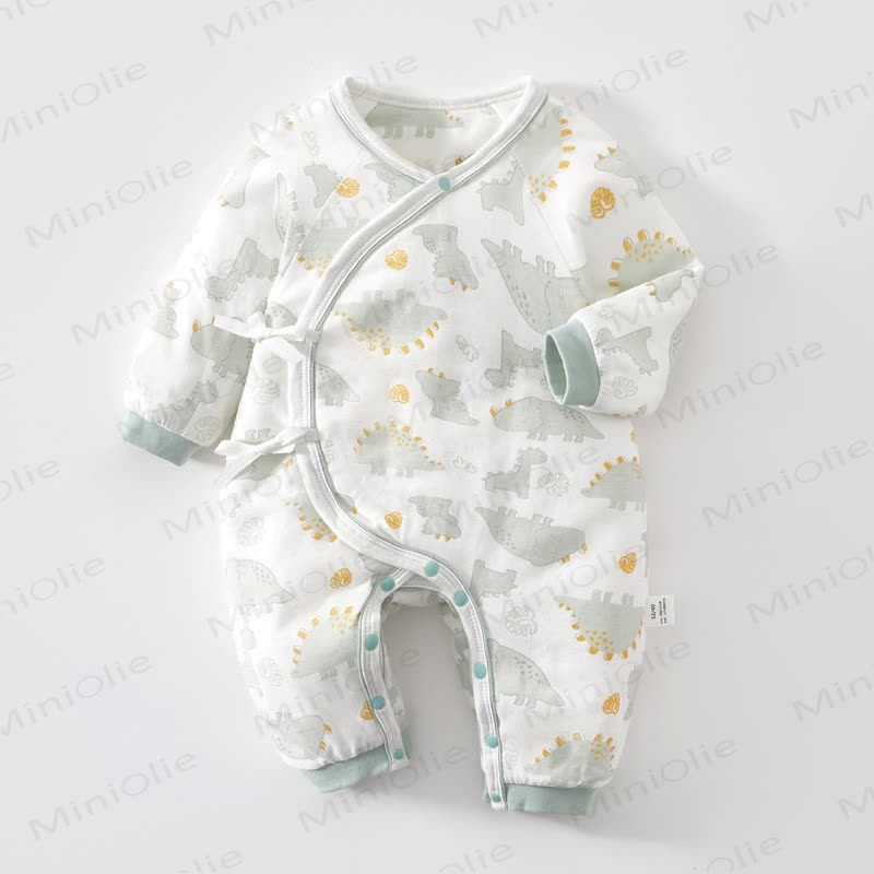 Baby Fun Dinosaurs Print Newborn Pajamas Romper - Beige - 3-6M - image 1