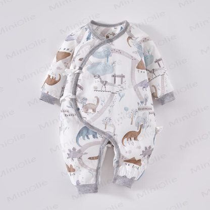Baby Jurassic World Print Newborn Pajamas Romper - Grey - 3-6M - image 1