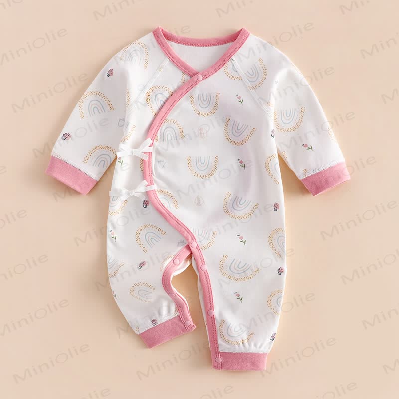 Baby Rainbow Print Newborn Pajamas Romper - Pink - 3-6M - image 1