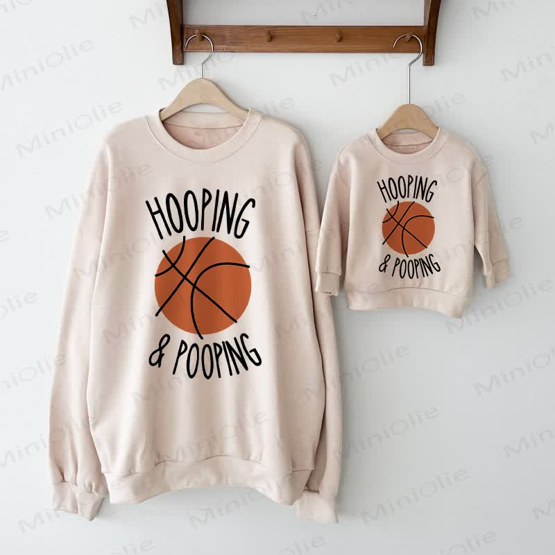 HOOPING & POOPING Baby Basketball Beige Family Sweatshirt - Beige - Adult Sweatshirt: XL - image 1