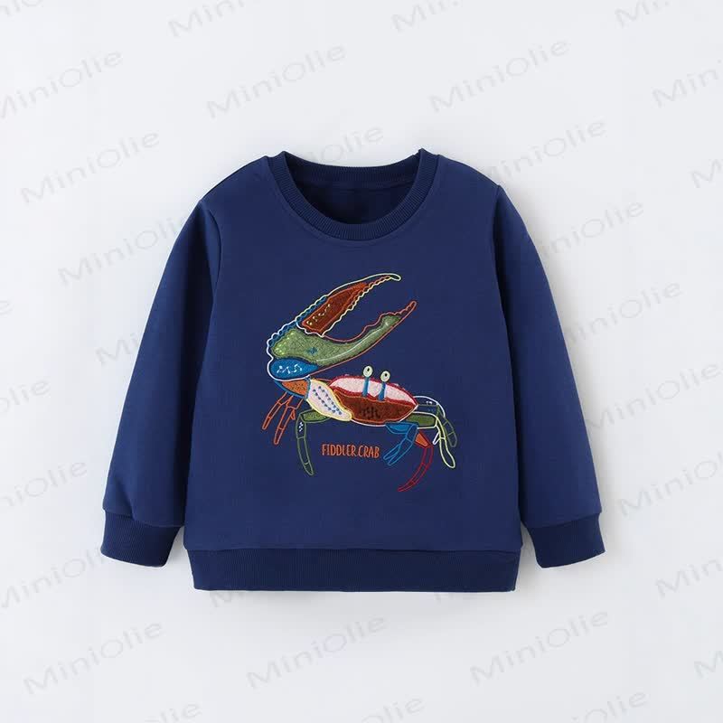 Toddler Kid Cartoon Crab Crew Neck Sweatshirt - Blue - 8Y - image 1