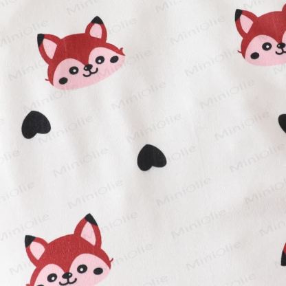 Baby Girl Cord Love Flying Sleeves Fox Bodysuit & Bow Overalls With A Bow - image 18