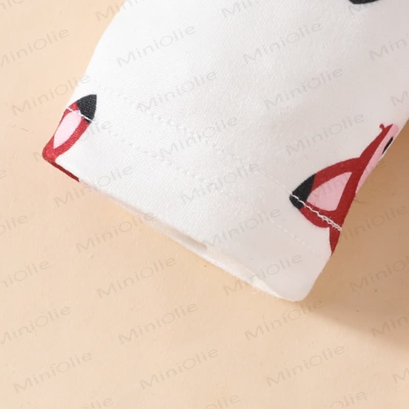 Baby Girl Cord Love Flying Sleeves Fox Bodysuit & Bow Overalls With A Bow - image 16