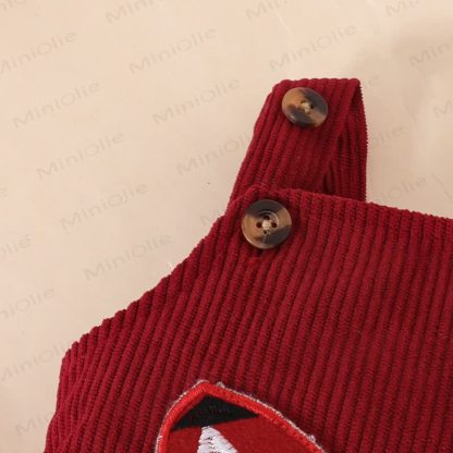 Baby Girl Cord Love Flying Sleeves Fox Bodysuit & Bow Overalls With A Bow - image 20