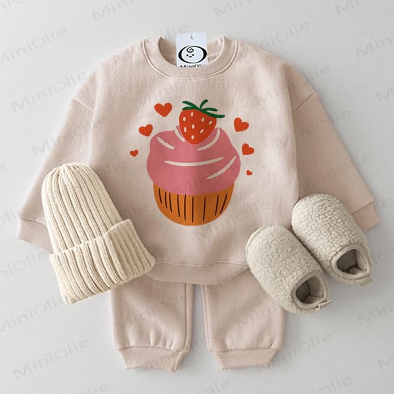 Baby Strawberry Cake Love 2-piece Beige Set - Beige - 2-3T - image 1