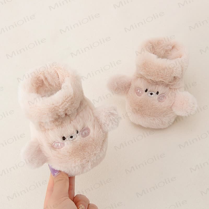 Baby Fleece Panda Bear Shoes - Apricot Bear - 7C - image 3