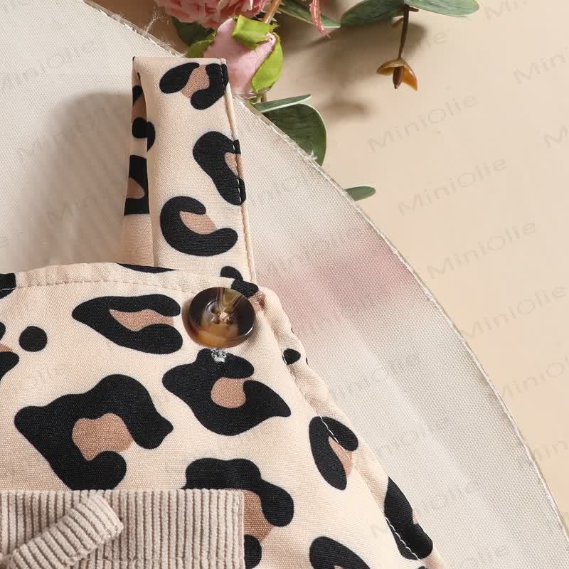 LOVELY BABY Baby Girl Leopard Print Bodysuit & Bow Overalls - image 8