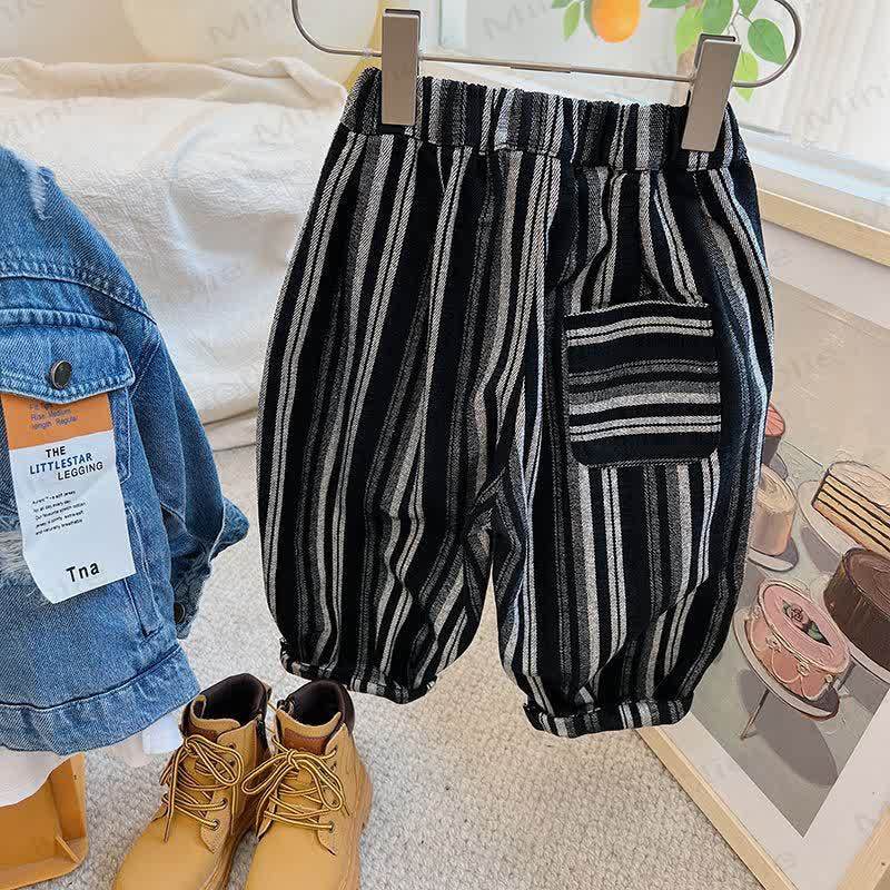 Baby Toddler Stripe Denim Color Block Pants - Black - 10Y - image 1