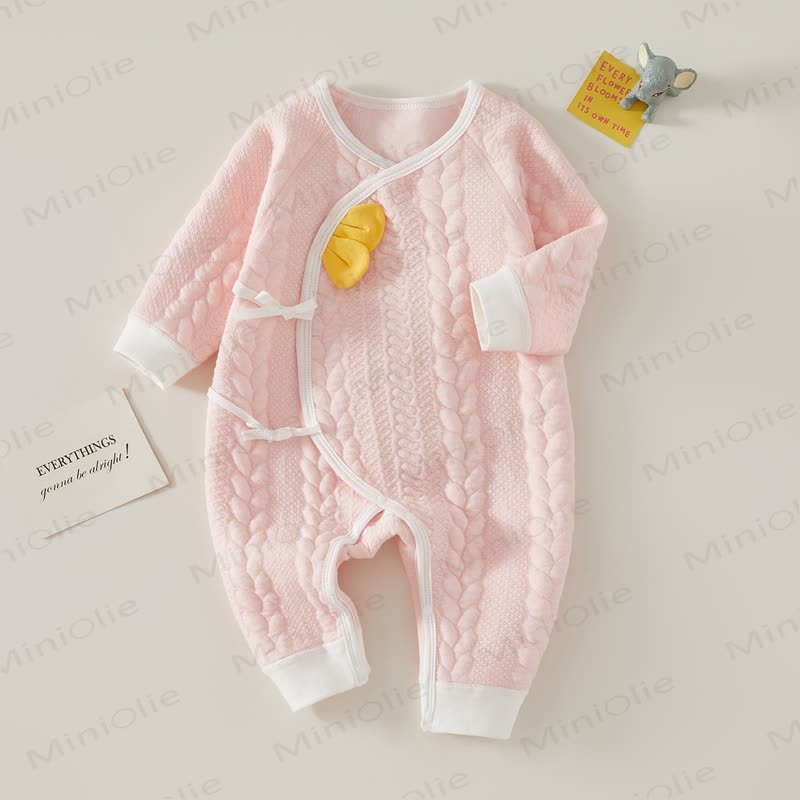 Baby Solid Color Quilted Pajamas Romper - Pink - 3-6M - image 1