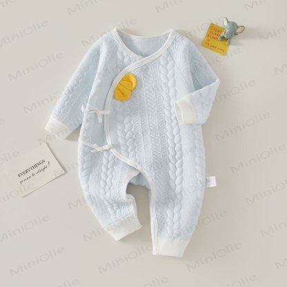 Baby Solid Color Quilted Pajamas Romper - Blue - 3-6M - image 3