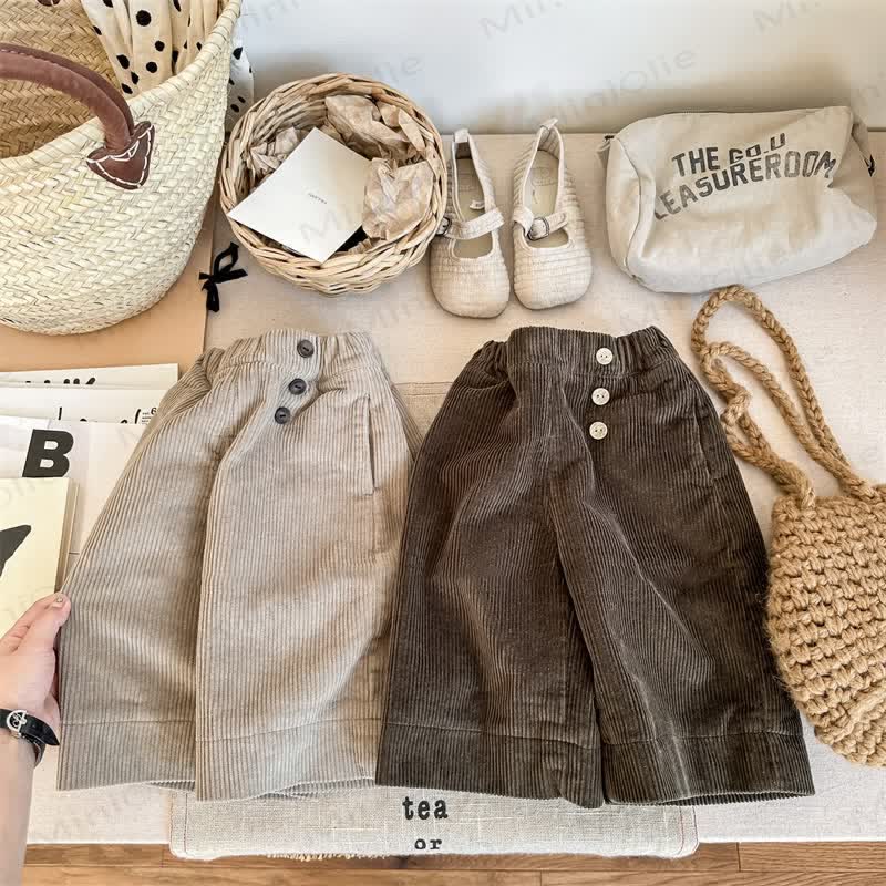 Baby Toddler Girl Solid Color Cord Pants - image 1