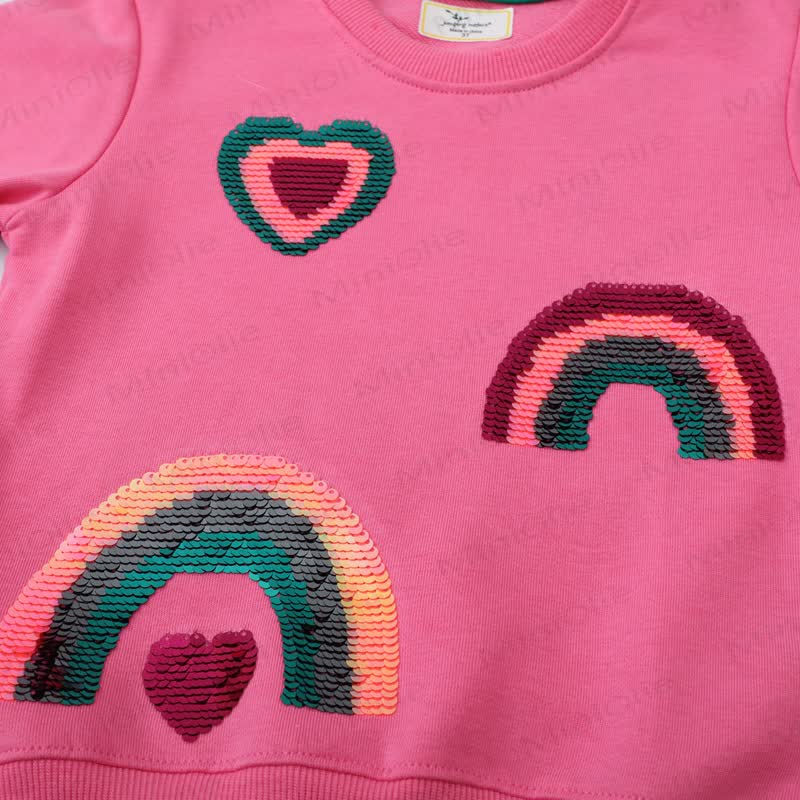 Toddler Cartoon Rainbow Heart Print Sweatshirt  - image 3