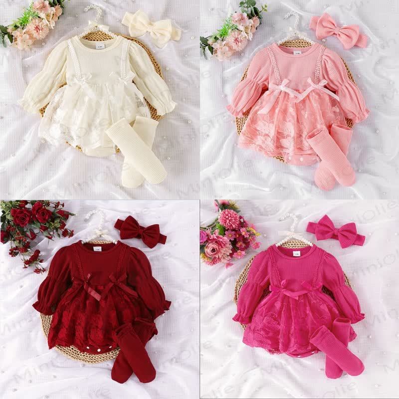 Baby Girl Bow Flower Mesh Dress - image 1