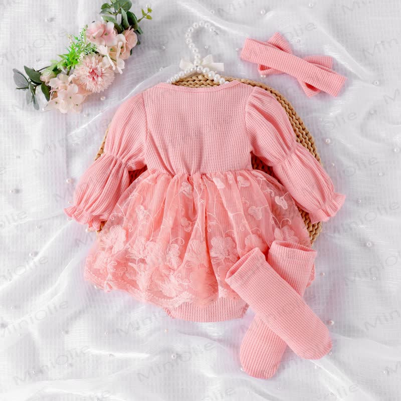 Baby Girl Bow Flower Mesh Dress - image 3