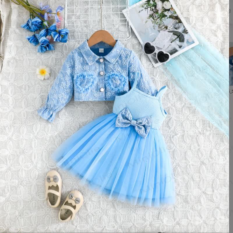 Baby Toddler Girl Love Bow Flower Dress - Blue - 3-4Y - image 4