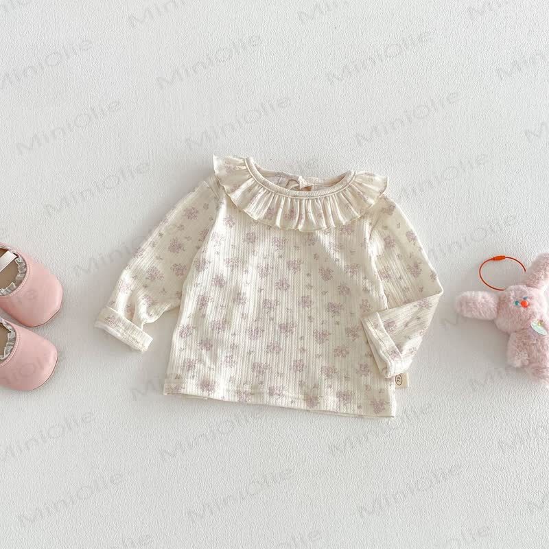 Baby Girl Embroidered Bunny Pink Overalls/Beige Flower Top - Beige Top - 2-3T - image 5