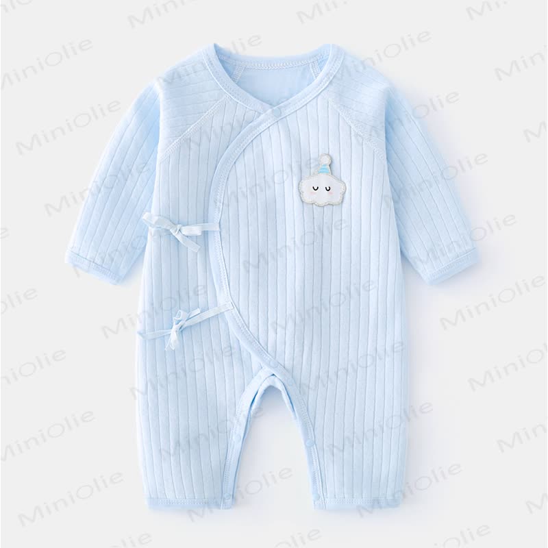 Baby Cartoon Cloud Solid Color Newborn Pajamas Romper - Blue - 3-6M - image 3
