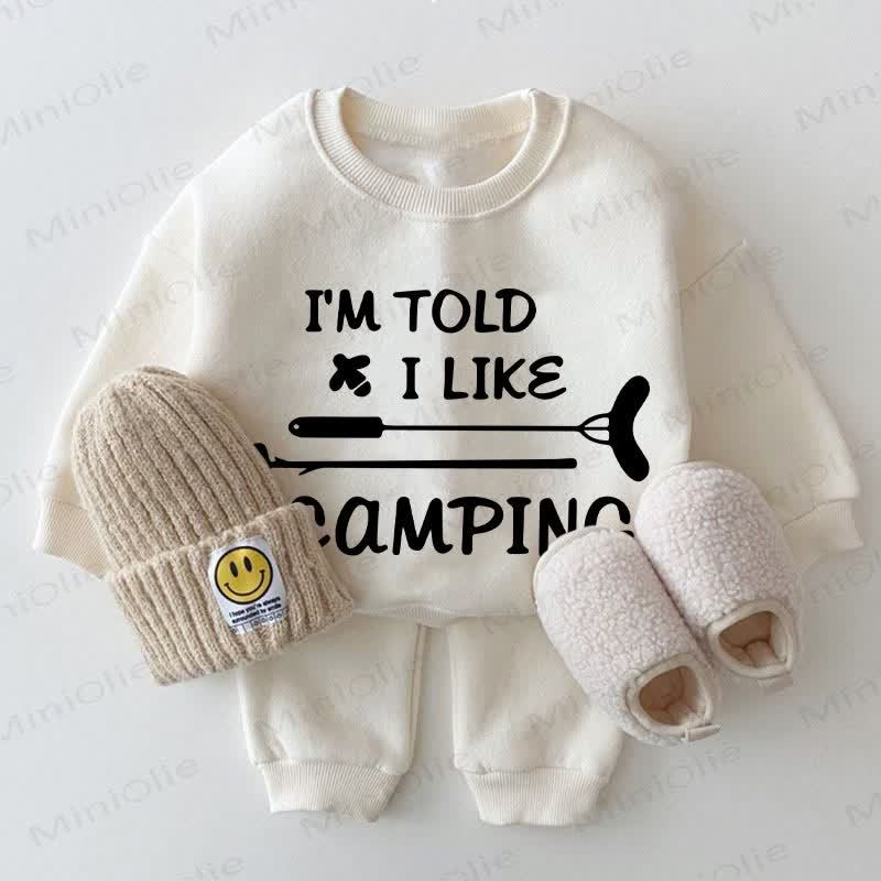I'M TOLD I LIKE CAMPING Baby White Sweatshirt 2-piece Set - White - 2-3T - image 1