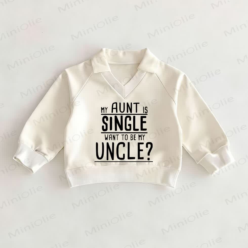 MY AUNT IS SINGLE WANT TO BE MY UNCLE? Baby White Polo Top - White - 2-3T - image 1