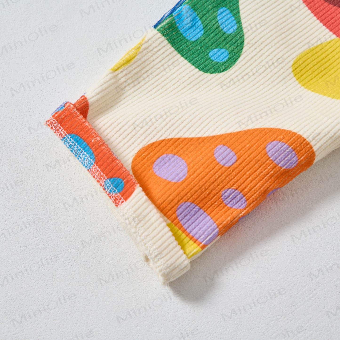 Baby Toddler Colorful Mushroom Beige Corduroy Overalls  - image 5