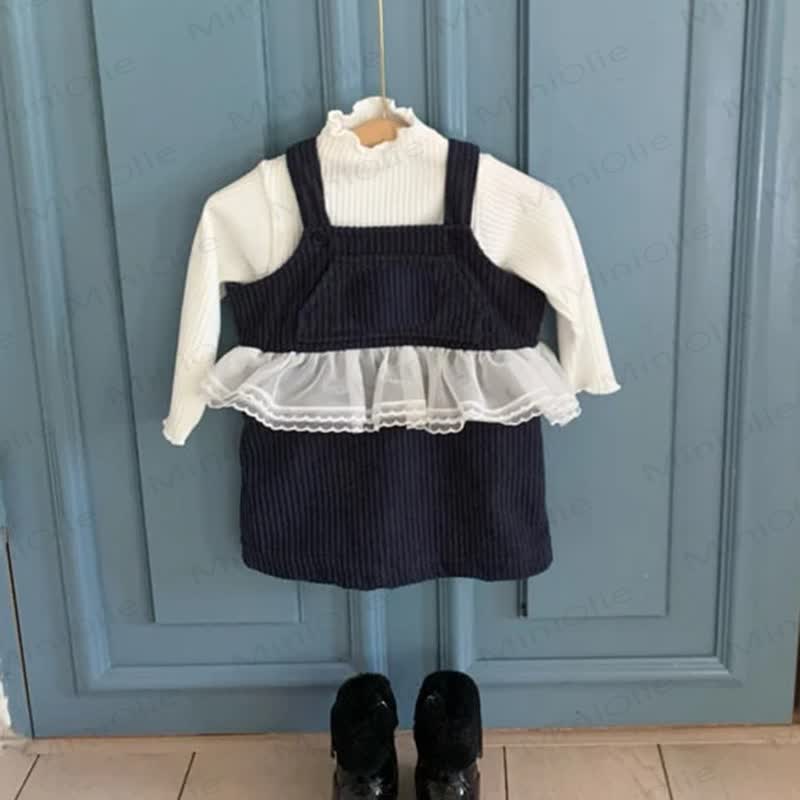 Toddler Girl Cord Patchwork Mesh Suspender Skirt - image 4