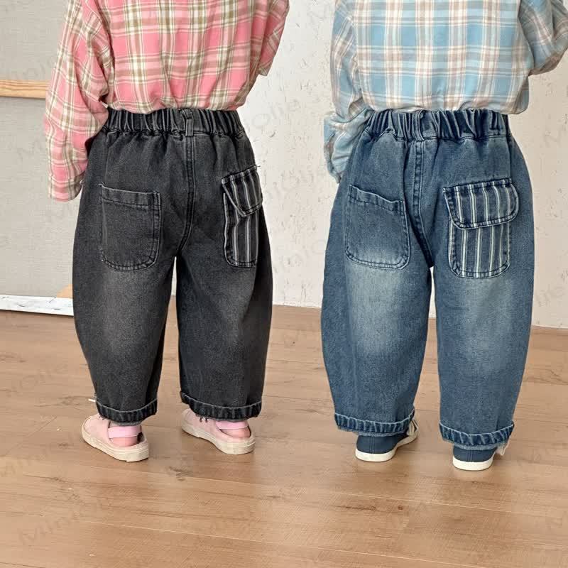 Toddler Kid Solid Color Loose Denim Pants - image 4