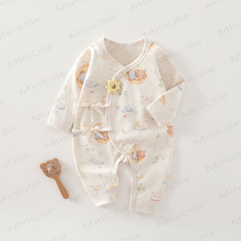 Baby Animal Kimono Pajamas Romper - Moon Bear - 3-6M - image 2