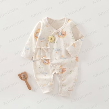 Baby Animal Kimono Pajamas Romper - Moon Bear - 3-6M - image 2