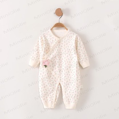 Baby Floral Kimono Pajamas Romper - Pink - 3-6M - image 1