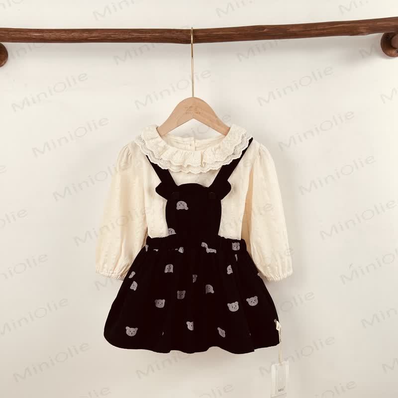 Baby Toddler Girl Denim Bear Suspender Skirt - image 3