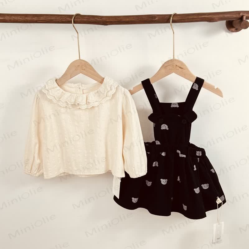 Baby Toddler Girl Denim Bear Suspender Skirt - image 1