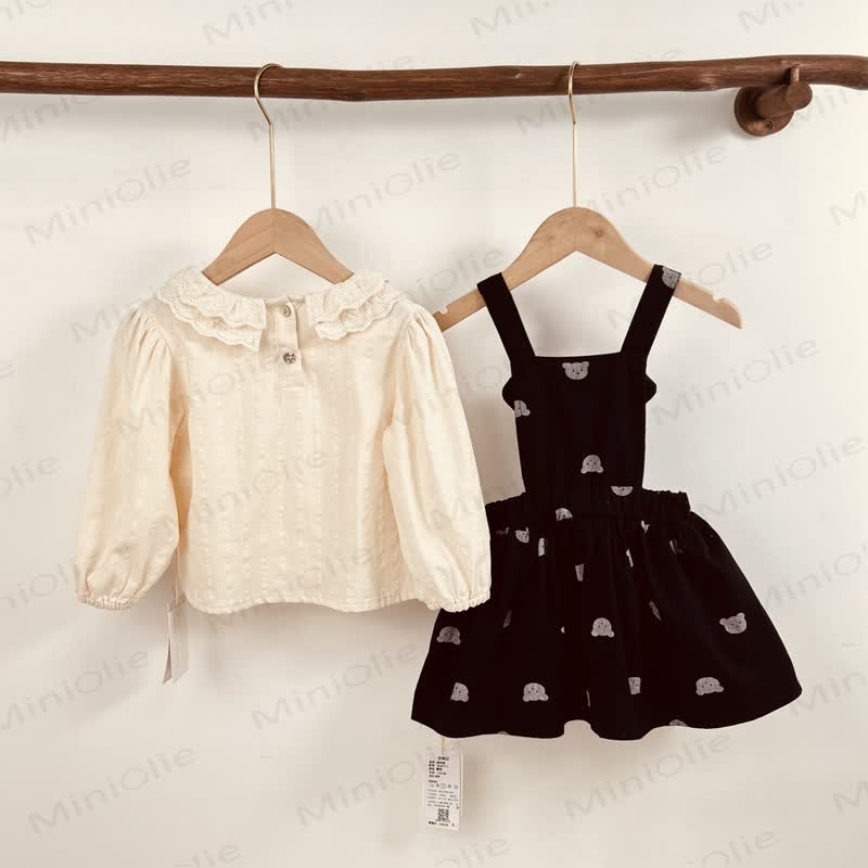 Baby Toddler Girl Denim Bear Suspender Skirt - image 2